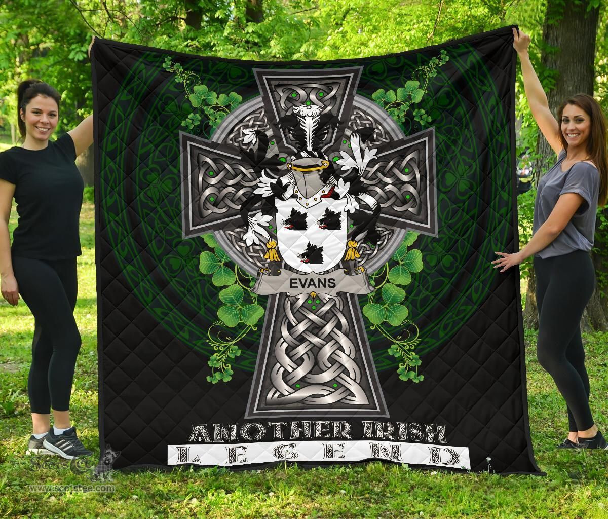 ScotsTee Shop Irish Evans Coat of Arms Family Crest Ireland Quilt Ireland Legend Quilt