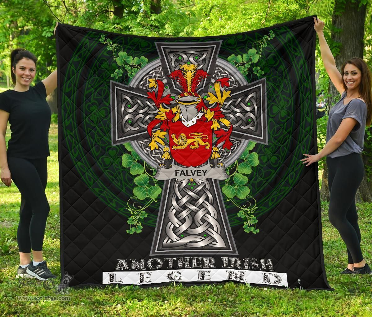 ScotsTee Shop Irish Falvey or O'Falvey Coat of Arms Family Crest Ireland Quilt Ireland Legend Quilt
