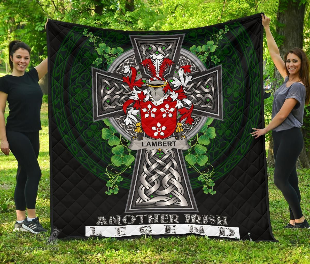 ScotsTee Shop Irish Lambert Coat of Arms Family Crest Ireland Quilt Ireland Legend Quilt