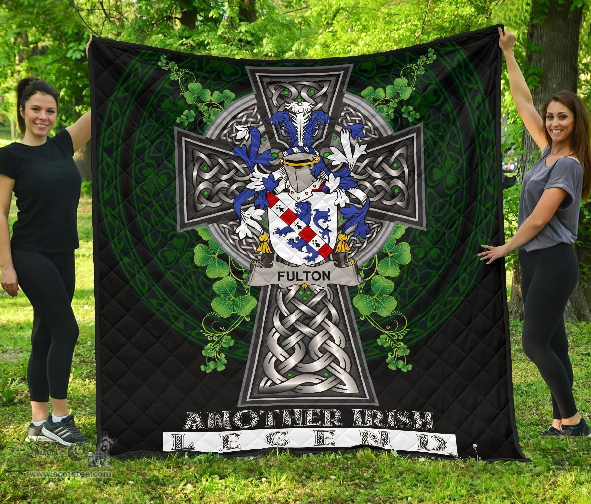 ScotsTee Shop Irish Fulton Coat of Arms Family Crest Ireland Quilt Ireland Legend Quilt