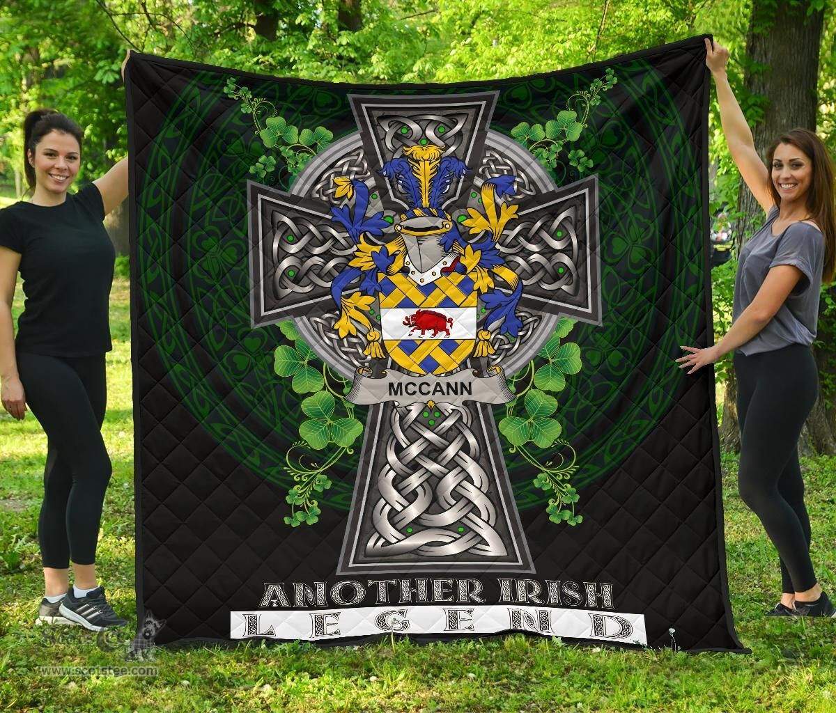 ScotsTee Shop Irish McCann Coat of Arms Family Crest Ireland Quilt Ireland Legend Quilt