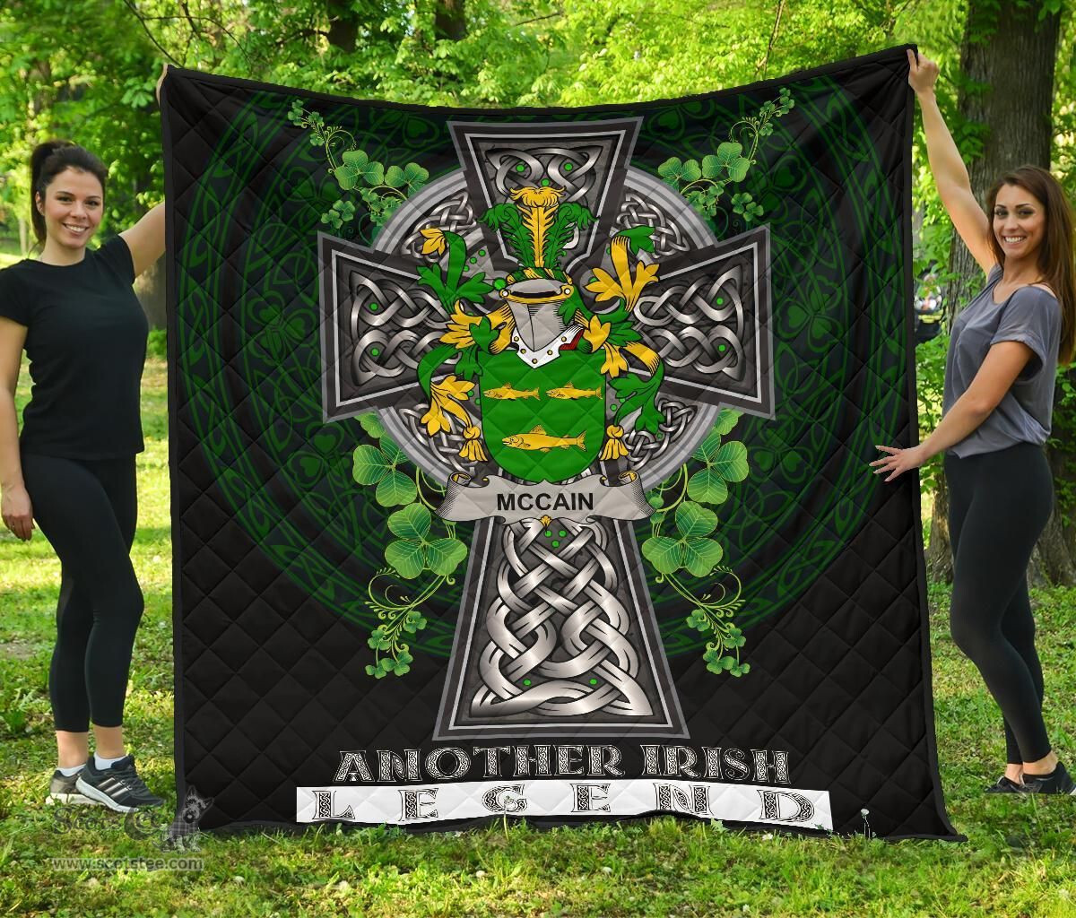 ScotsTee Shop Irish McCain or O'Kane Coat of Arms Family Crest Ireland Quilt Ireland Legend Quilt
