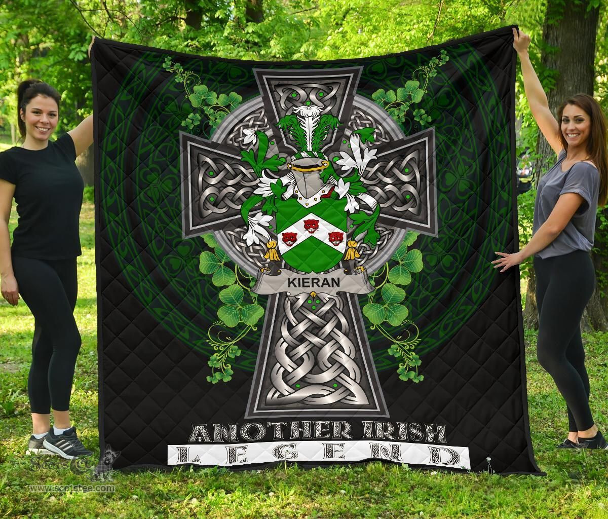 ScotsTee Shop Irish Kieran or O'Kieran Coat of Arms Family Crest Ireland Quilt Ireland Legend Quilt