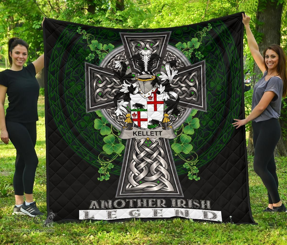 ScotsTee Shop Irish Kellett Coat of Arms Family Crest Ireland Quilt Ireland Legend Quilt