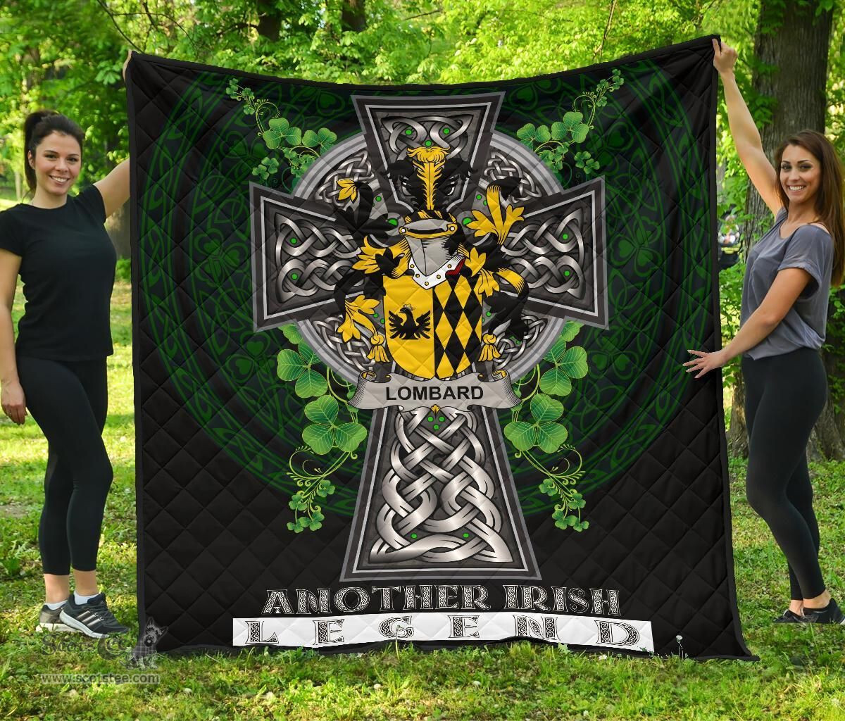 ScotsTee Shop Irish Lombard Coat of Arms Family Crest Ireland Quilt Ireland Legend Quilt