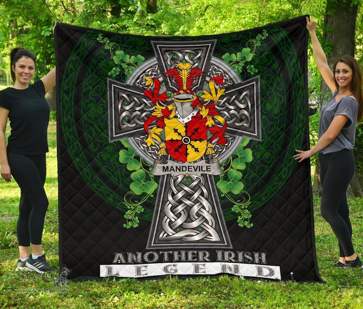 ScotsTee Shop Irish Mandevile Coat of Arms Family Crest Ireland Quilt Ireland Legend Quilt