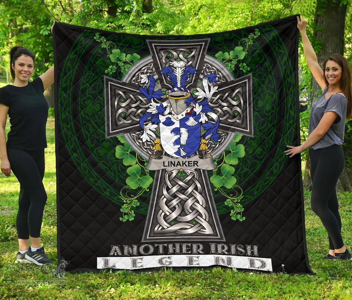 ScotsTee Shop Irish Linaker Coat of Arms Family Crest Ireland Quilt Ireland Legend Quilt