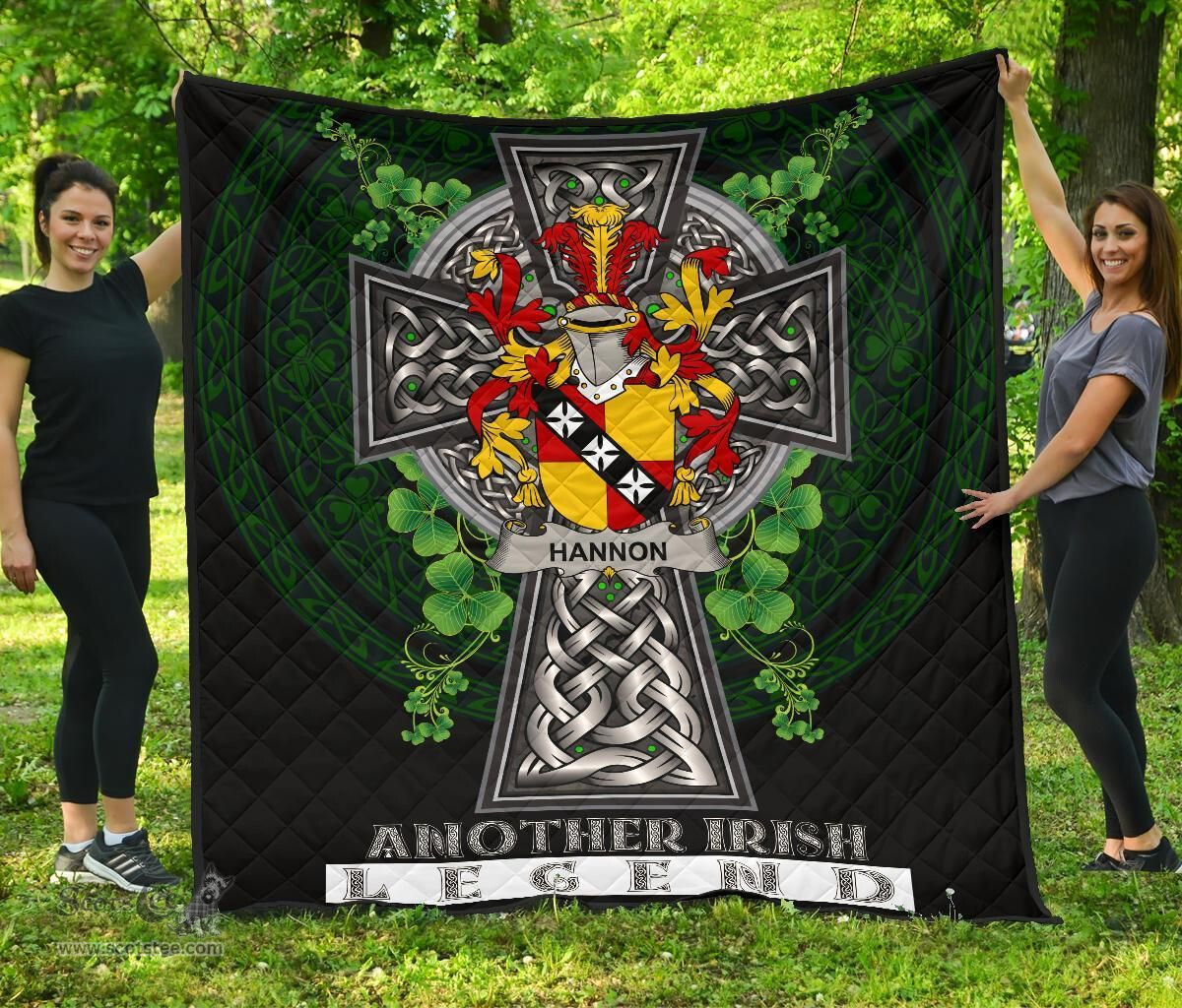 ScotsTee Shop Irish Hannon or O'Hannon Coat of Arms Family Crest Ireland Quilt Ireland Legend Quilt