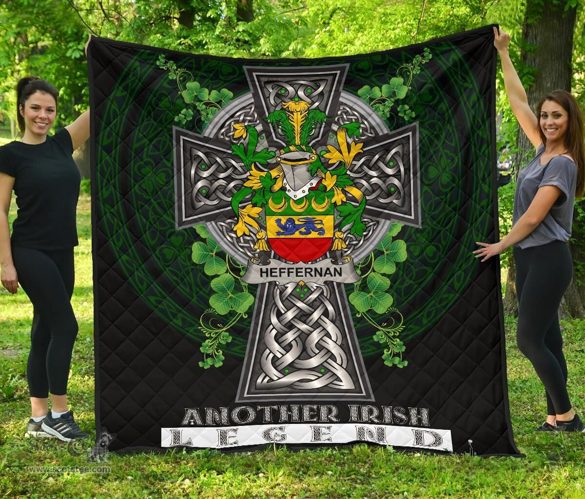 ScotsTee Shop Irish Heffernan or O'Heffernan Coat of Arms Family Crest Ireland Quilt Ireland Legend Quilt