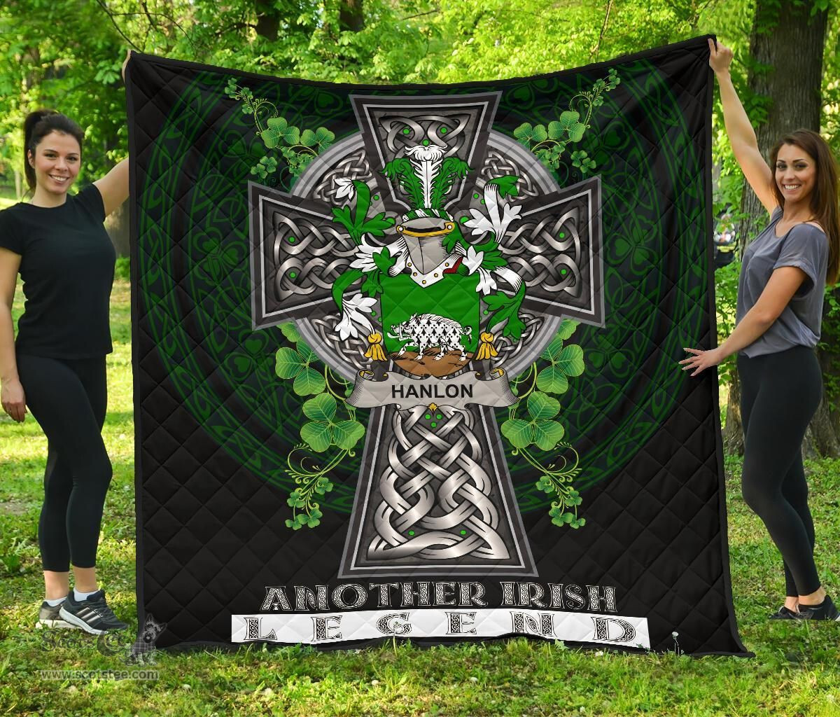 ScotsTee Shop Irish Hanlon or O'Hanlon Coat of Arms Family Crest Ireland Quilt Ireland Legend Quilt