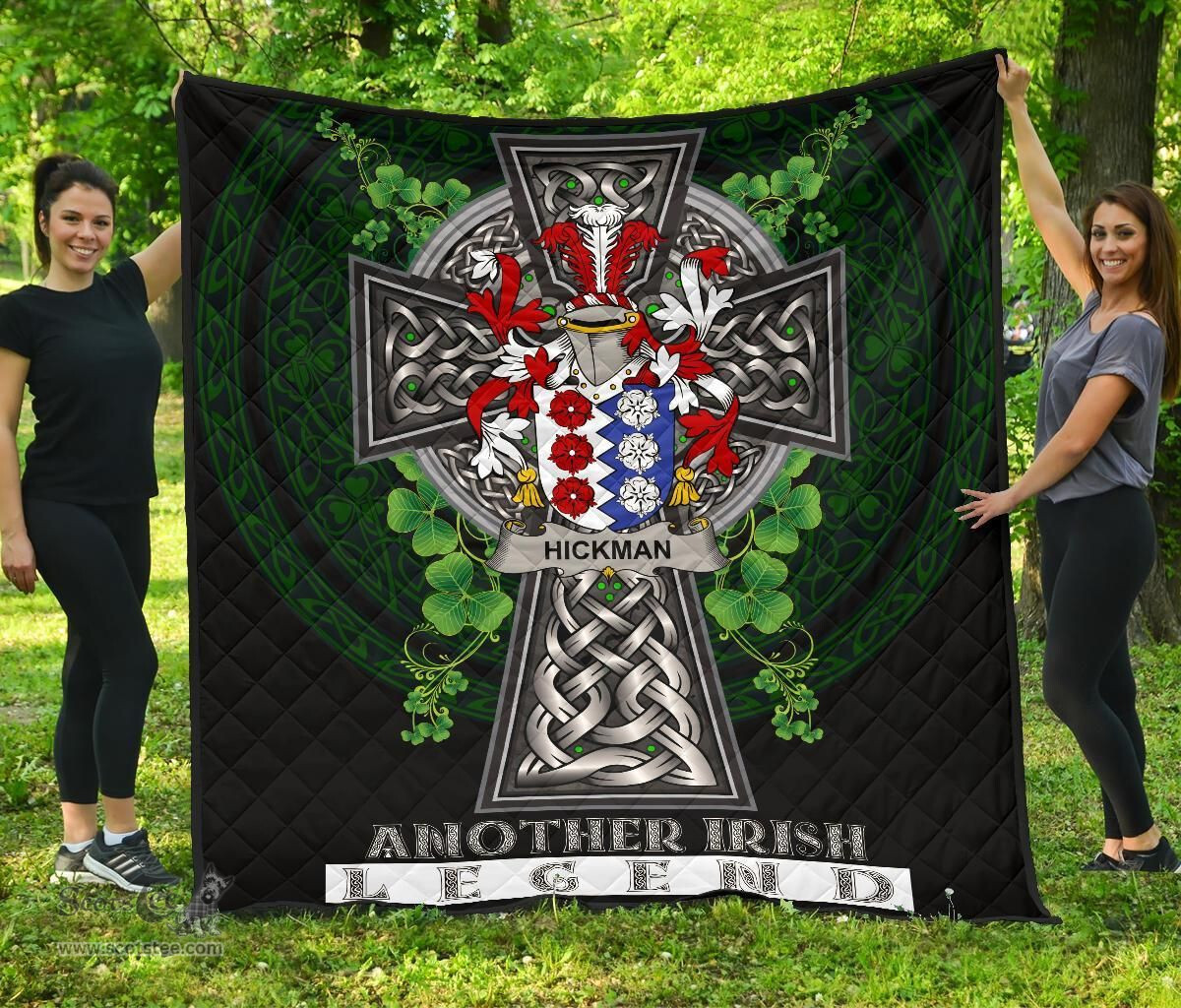 ScotsTee Shop Irish Hickman Coat of Arms Family Crest Ireland Quilt Ireland Legend Quilt