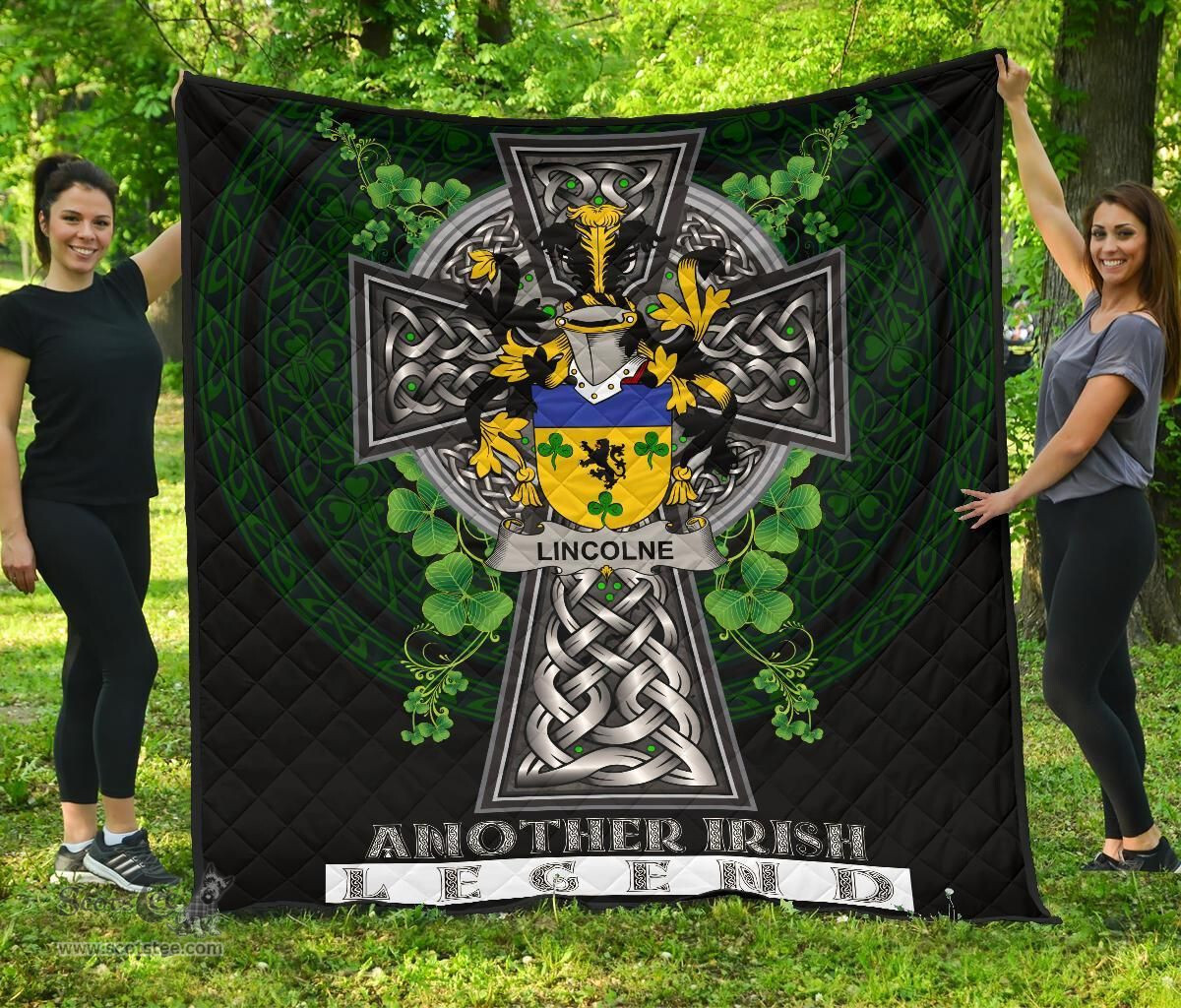 ScotsTee Shop Irish Lincolne Coat of Arms Family Crest Ireland Quilt Ireland Legend Quilt
