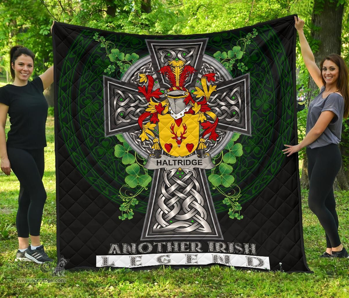 ScotsTee Shop Irish Haltridge Coat of Arms Family Crest Ireland Quilt Ireland Legend Quilt