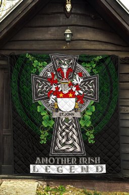 ScotsTee Shop Irish St.John Coat of Arms Family Crest Ireland Quilt Ireland Legend Quilt