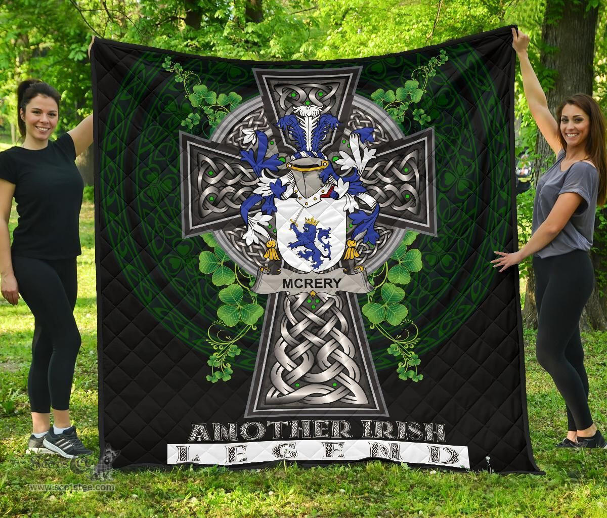ScotsTee Shop Irish McRery or McCrery Coat of Arms Family Crest Ireland Quilt Ireland Legend Quilt