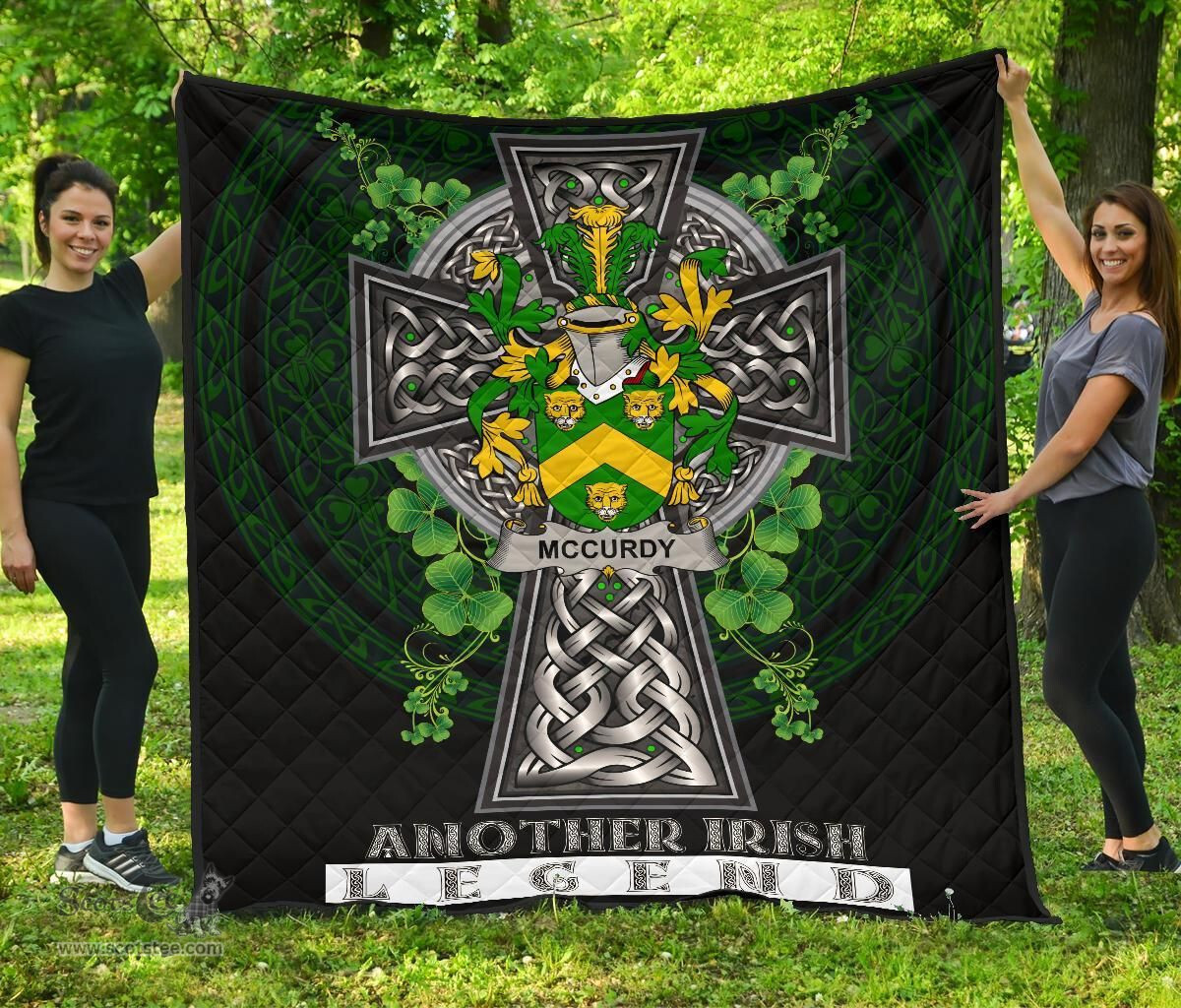 ScotsTee Shop Irish McCurdy or Curdy Coat of Arms Family Crest Ireland Quilt Ireland Legend Quilt