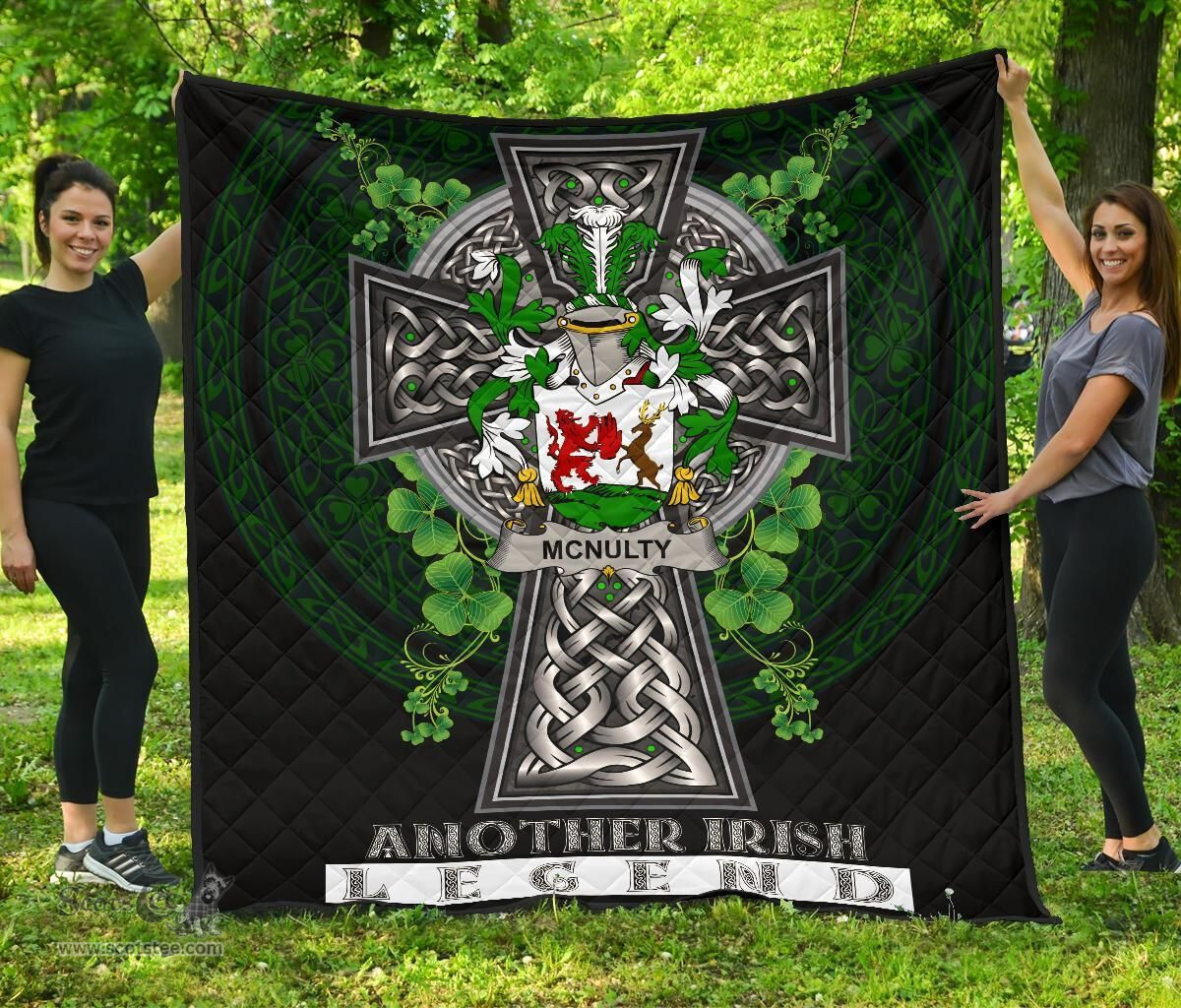 ScotsTee Shop Irish McNulty Coat of Arms Family Crest Ireland Quilt Ireland Legend Quilt