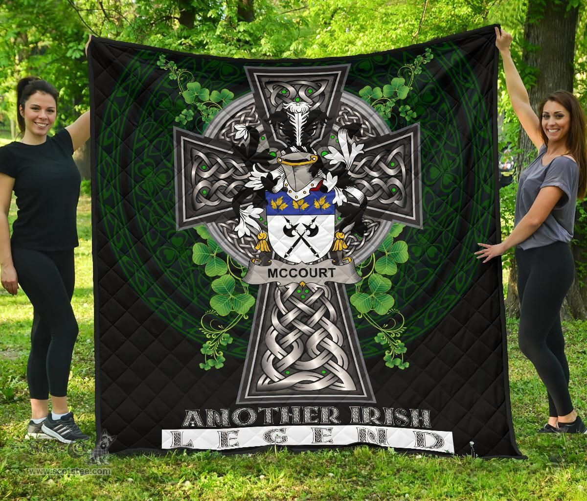 ScotsTee Shop Irish McCourt Coat of Arms Family Crest Ireland Quilt Ireland Legend Quilt