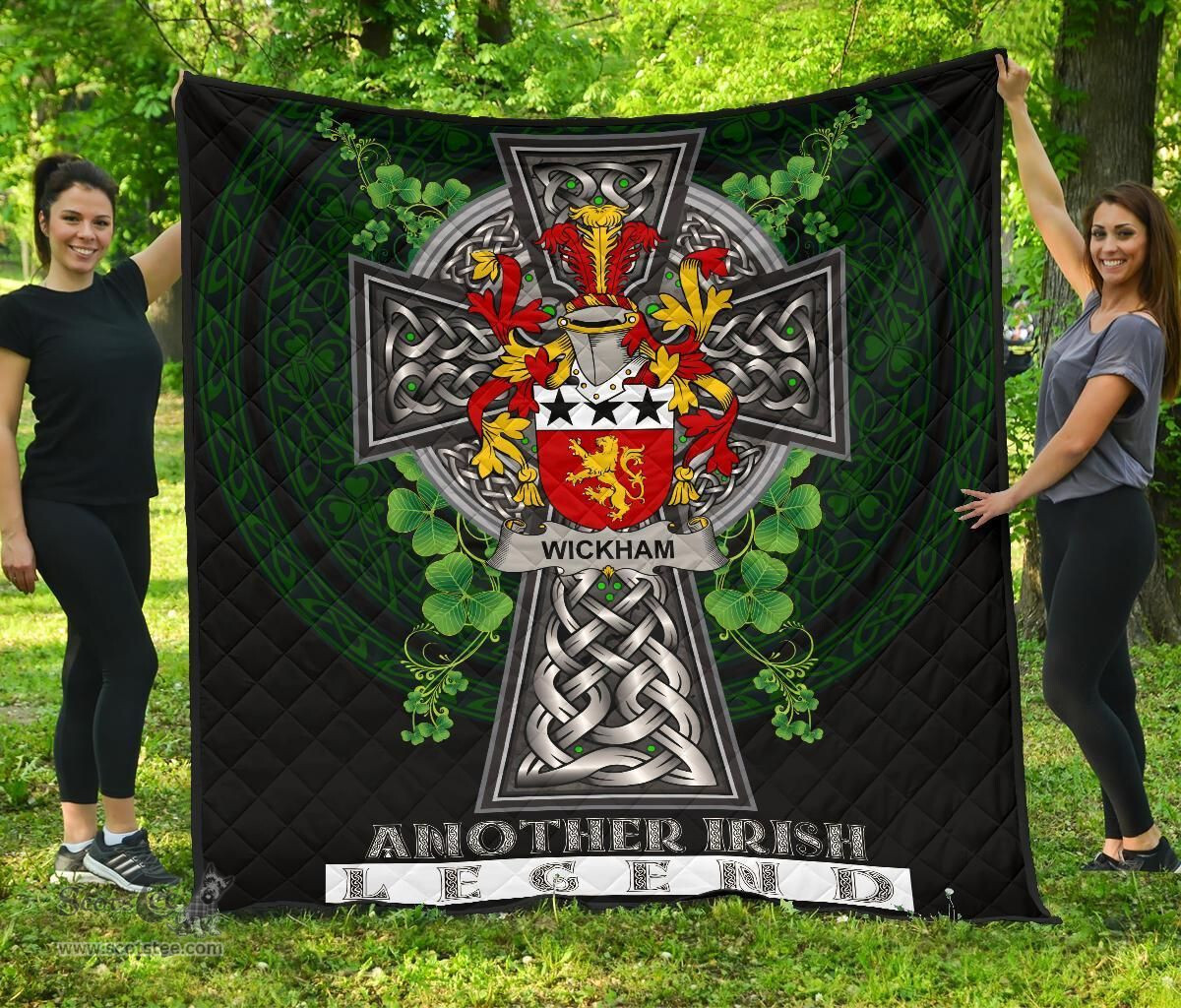 ScotsTee Shop Irish Wickham Coat of Arms Family Crest Ireland Quilt Ireland Legend Quilt