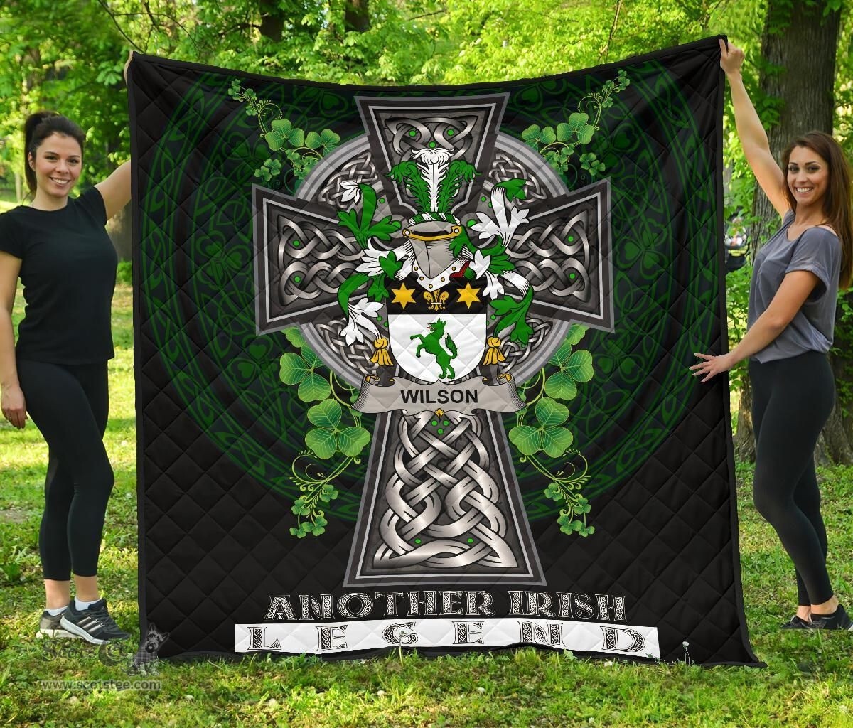ScotsTee Shop Irish Wilson Coat of Arms Family Crest Ireland Quilt Ireland Legend Quilt