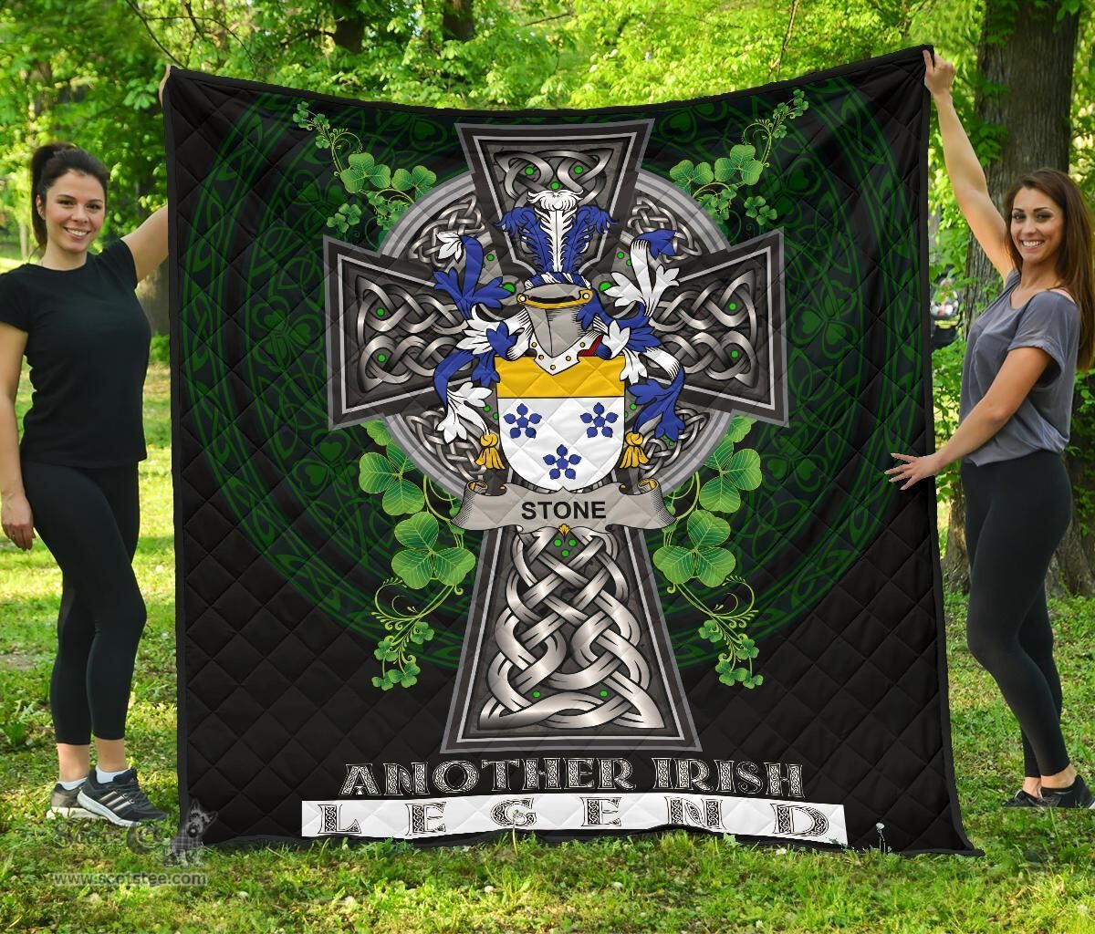 ScotsTee Shop Irish Stone Coat of Arms Family Crest Ireland Quilt Ireland Legend Quilt