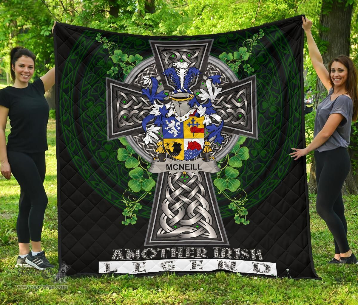 ScotsTee Shop Irish Neill or McNeill Coat of Arms Family Crest Ireland Quilt Ireland Legend Quilt