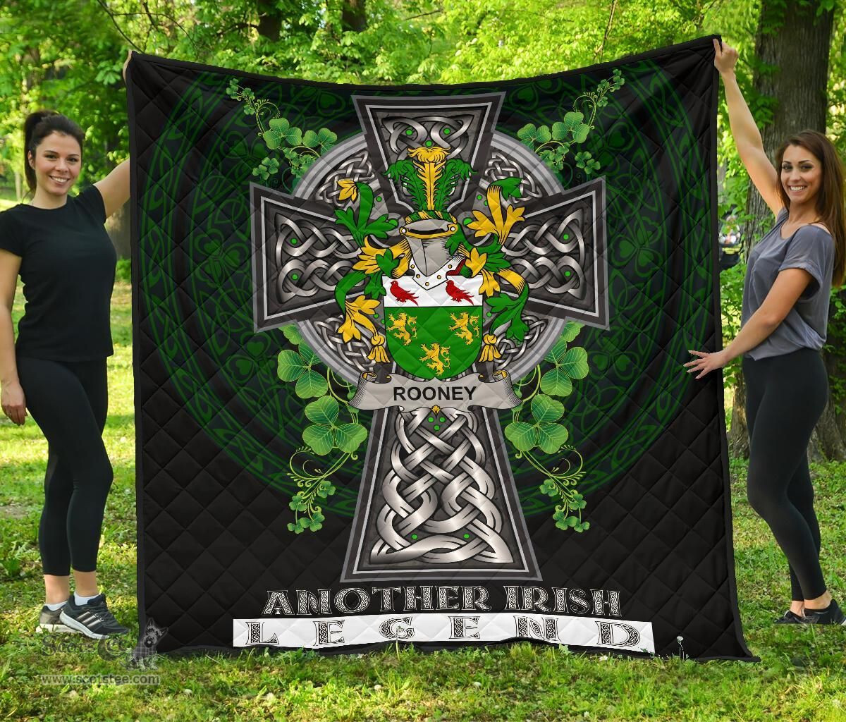 ScotsTee Shop Irish Rooney or  O'Rooney Coat of Arms Family Crest Ireland Quilt Ireland Legend Quilt