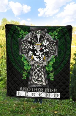 ScotsTee Shop Irish Mervyn Coat of Arms Family Crest Ireland Quilt Ireland Legend Quilt