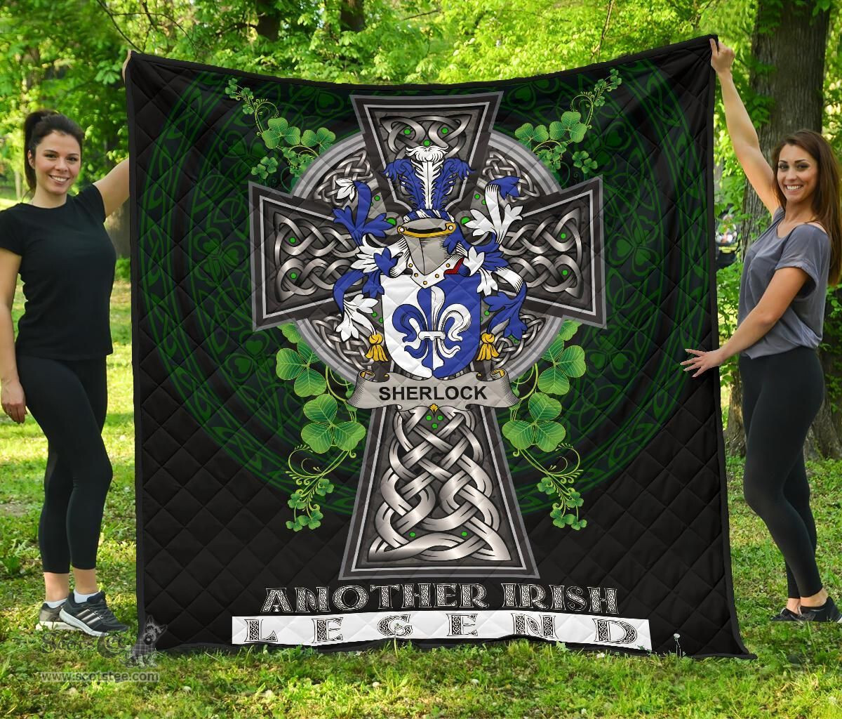 ScotsTee Shop Irish Sherlock Coat of Arms Family Crest Ireland Quilt Ireland Legend Quilt