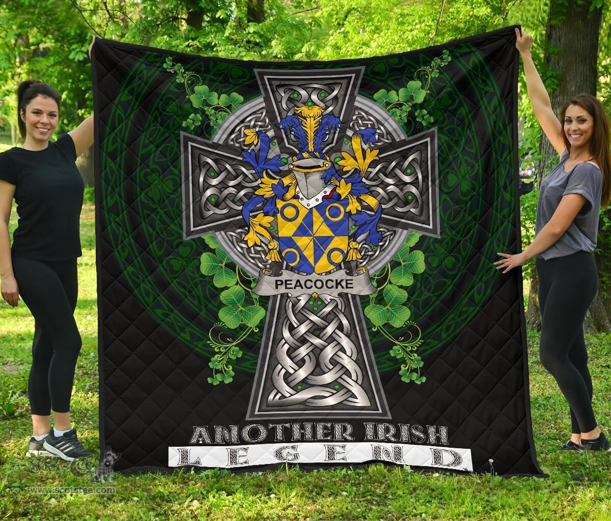 ScotsTee Shop Irish Peacocke Coat of Arms Family Crest Ireland Quilt Ireland Legend Quilt