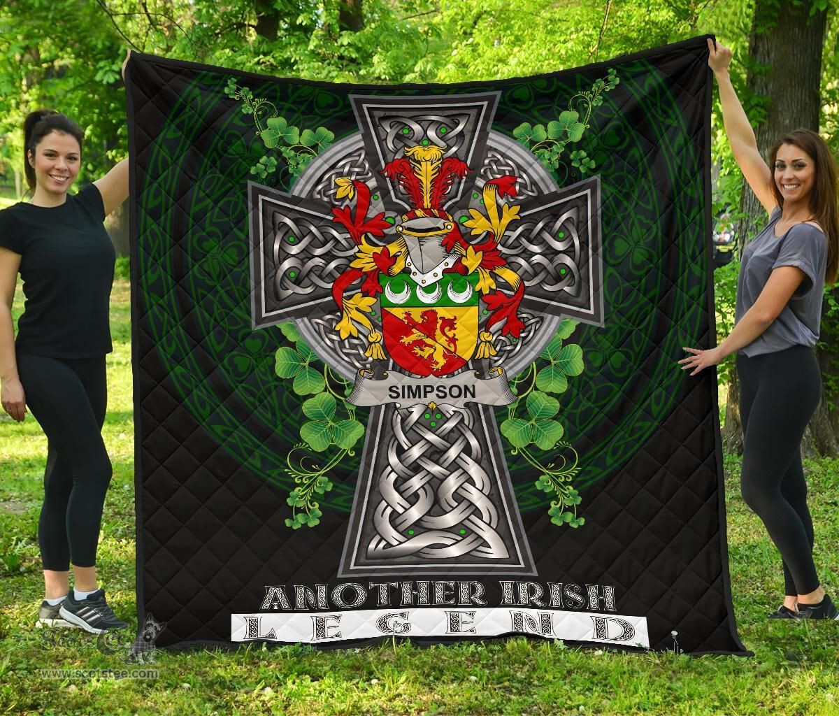 ScotsTee Shop Irish Simpson Coat of Arms Family Crest Ireland Quilt Ireland Legend Quilt