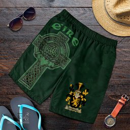 ScotsTee Shop Irish Bramhall Coat of Arms Irish Mens Short Irish Cross with Celtic Knot and Claddagh Ring