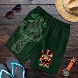 ScotsTee Shop Irish Blacke Coat of Arms Irish Mens Short Irish Cross with Celtic Knot and Claddagh Ring