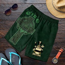 ScotsTee Shop Irish Burt or Birt Coat of Arms Irish Mens Short Irish Cross with Celtic Knot and Claddagh Ring