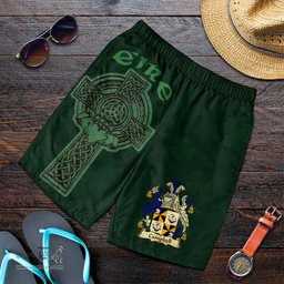 ScotsTee Shop Irish Campbell Coat of Arms Irish Mens Short Irish Cross with Celtic Knot and Claddagh Ring