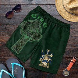 ScotsTee Shop Irish Durrant Coat of Arms Irish Mens Short Irish Cross with Celtic Knot and Claddagh Ring