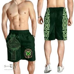 ScotsTee Shop Irish House of MACHUGH Coat of Arms Irish Mens Short Irish Cross with Celtic Knot and Claddagh Ring
