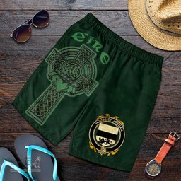 ScotsTee Shop Irish House of JORDAN Coat of Arms Irish Mens Short Irish Cross with Celtic Knot and Claddagh Ring