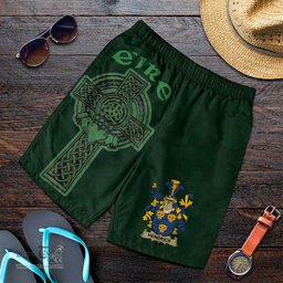 ScotsTee Shop Irish Hendrick or O'Henrick Coat of Arms Irish Mens Short Irish Cross with Celtic Knot and Claddagh Ring