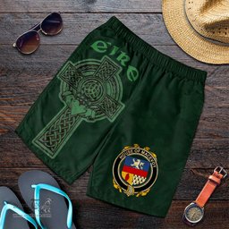 ScotsTee Shop Irish House of MACEVOY Coat of Arms Irish Mens Short Irish Cross with Celtic Knot and Claddagh Ring