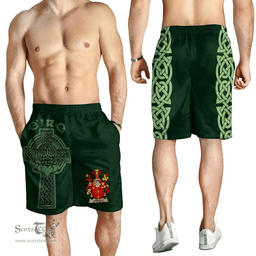 ScotsTee Shop Irish Harold or Harrell Coat of Arms Irish Mens Short Irish Cross with Celtic Knot and Claddagh Ring