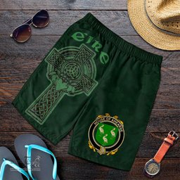 ScotsTee Shop Irish House of AHEARNE (Aherne) Coat of Arms Irish Mens Short Irish Cross with Celtic Knot and Claddagh Ring