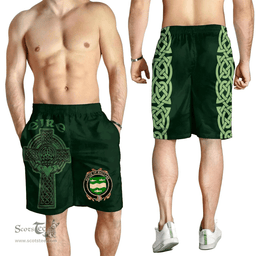 ScotsTee Shop Irish House of MACCABE Coat of Arms Irish Mens Short Irish Cross with Celtic Knot and Claddagh Ring
