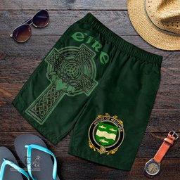ScotsTee Shop Irish House of MACCABE Coat of Arms Irish Mens Short Irish Cross with Celtic Knot and Claddagh Ring
