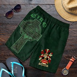 ScotsTee Shop Irish Harrison Coat of Arms Irish Mens Short Irish Cross with Celtic Knot and Claddagh Ring