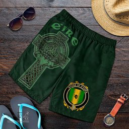 ScotsTee Shop Irish House of O'HARA Coat of Arms Irish Mens Short Irish Cross with Celtic Knot and Claddagh Ring