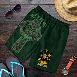 ScotsTee Shop Irish Kyle Coat of Arms Irish Mens Short Irish Cross with Celtic Knot and Claddagh Ring