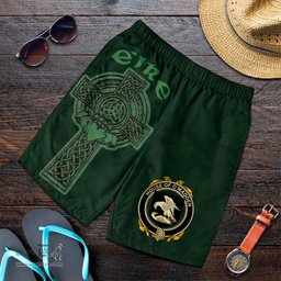 ScotsTee Shop Irish House of O'MADDEN Coat of Arms Irish Mens Short Irish Cross with Celtic Knot and Claddagh Ring