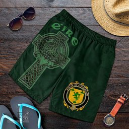 ScotsTee Shop Irish House of O'SHERIDAN Coat of Arms Irish Mens Short Irish Cross with Celtic Knot and Claddagh Ring