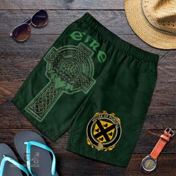 ScotsTee Shop Irish House of PURCELL Coat of Arms Irish Mens Short Irish Cross with Celtic Knot and Claddagh Ring